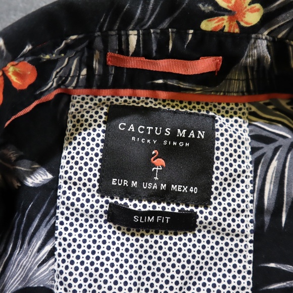 Cactus Man Ricky Singh Men’s Medium Hawaiian Shirt Slim Fit Floral Black - Picture 6 of 6